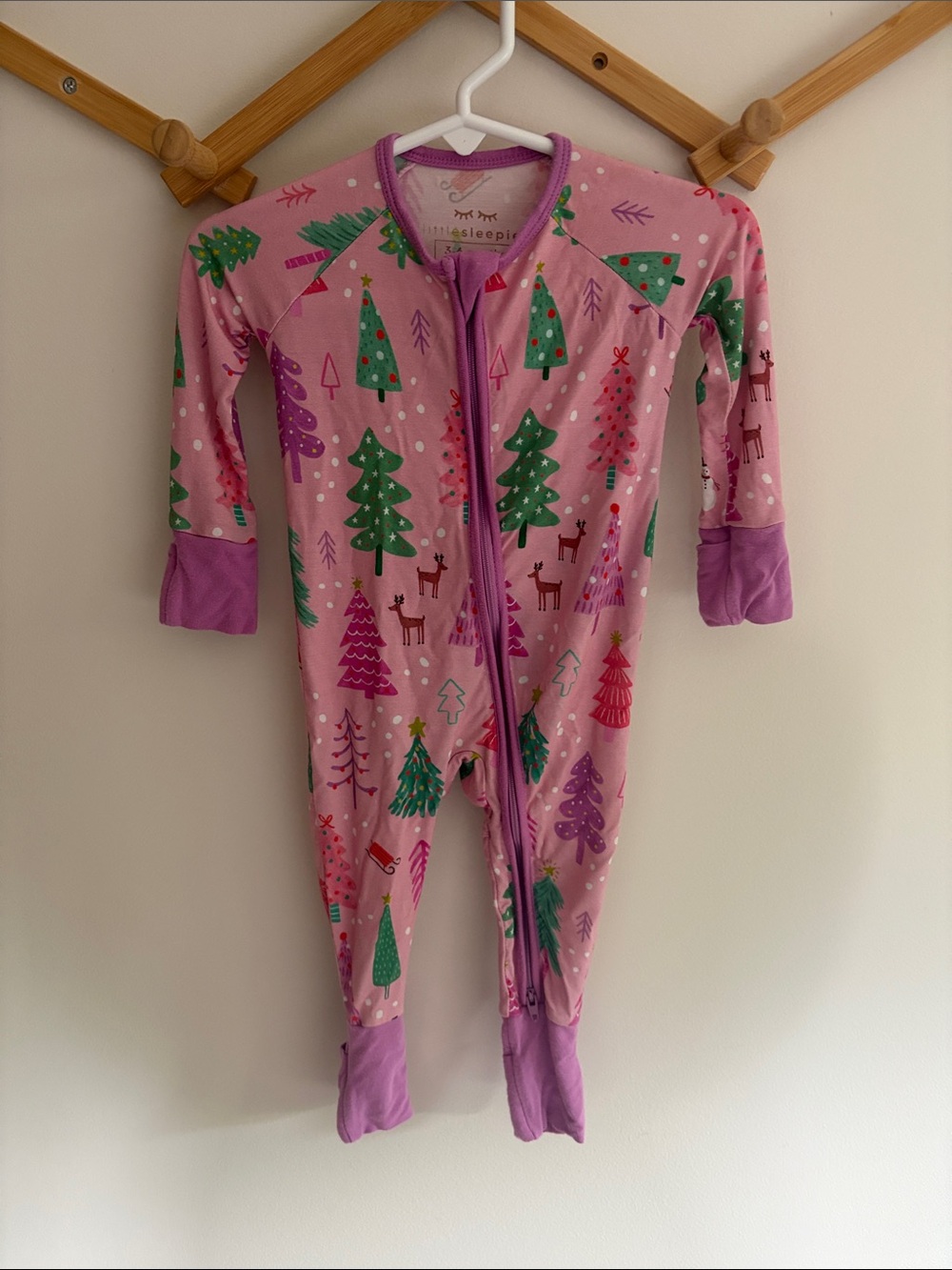 🎄 Little Sleepies Pink Christmas Trees Zippy 3-6 months baby girl